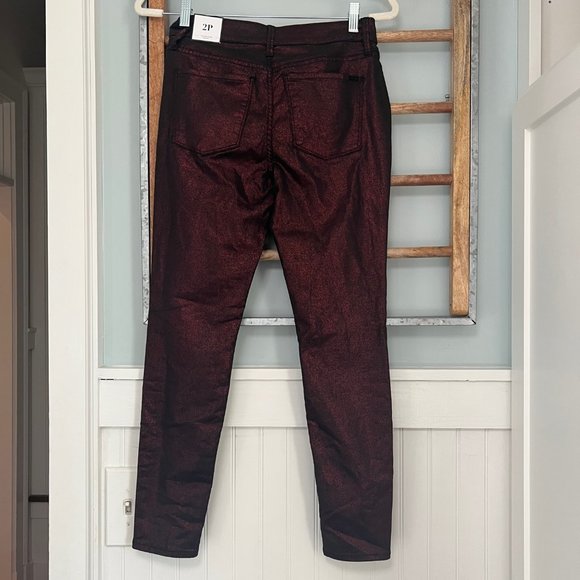 Women's NWT White House Black Market 2P dark rouge foil skinny pants - Picture 4 of 7